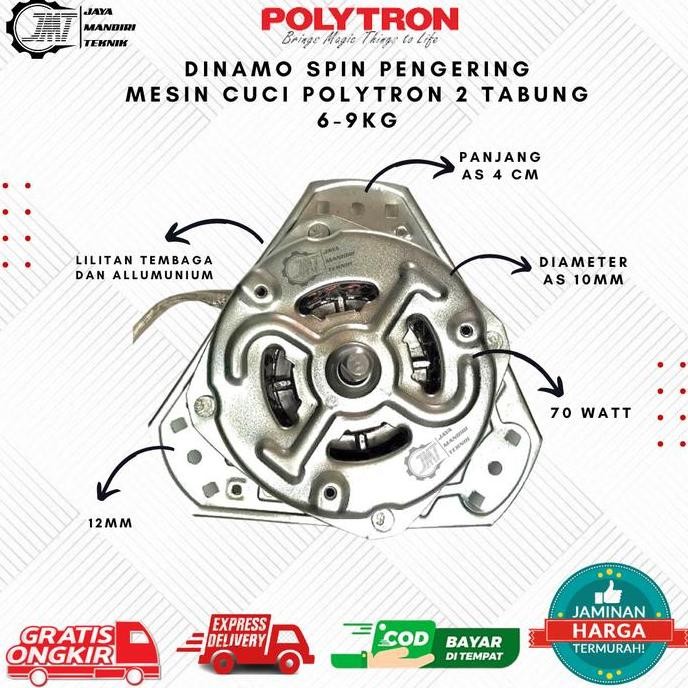 DISKON DINAMO SPIN JMT MESIN CUCI POLYTRON 2 TABUNG 6-9KG - DINAMO PENGERING MESIN
