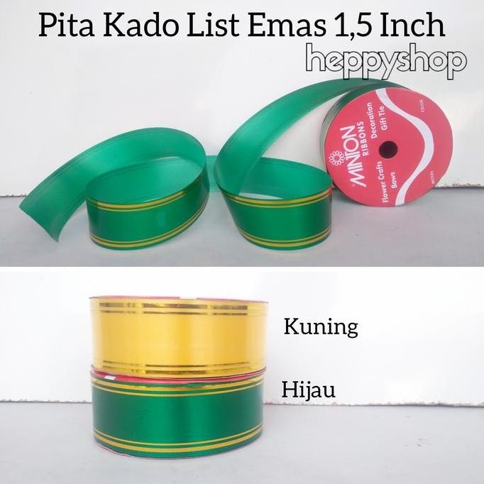 

Ready stock] Pita Kado List Emas 1,5 Inch Pita Jepang List Emas, Pita Plastik List