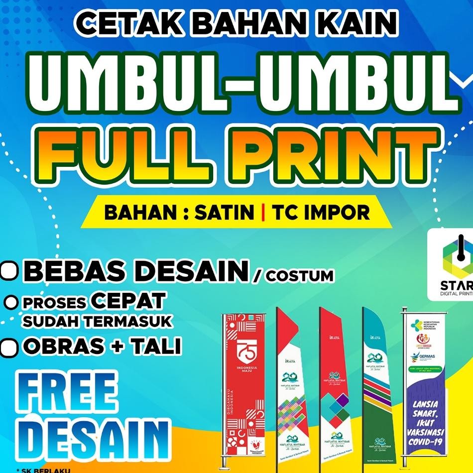 Umbul Umbul Bendera Bahan Satin Ter Full Print Custom Kain Tc Satin Printing Cepat
