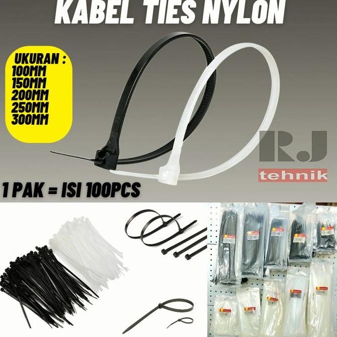 

Promo Kabel Ties Nylon Cable Tie Kabel Tis Hitam Putih Ukuran 10cm - 30cm COD