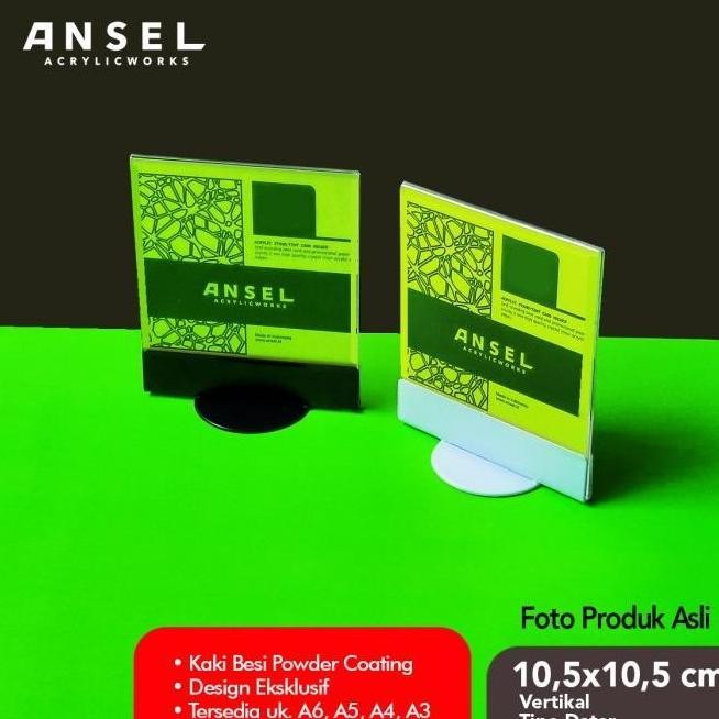 

NEW TENT CARD AKRILIK BESI /DATAR PERSEGI 10,5X10,5 CM /DISPLAY MINI