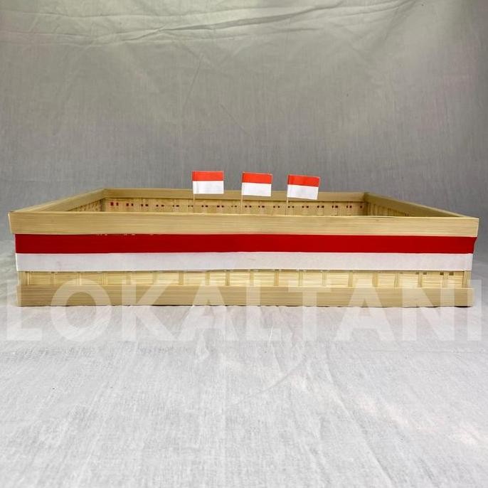 Tampah Tumpeng 17 Agustus / Anyaman Bambu Kotak / Nampan Bambu Besar