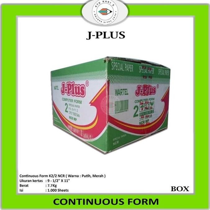 

J-PLUS - Continous Form 91/2 x 11 2 Ply/2 ( K2/2 Jplus ) NCR / Kertas Komputer - BOX