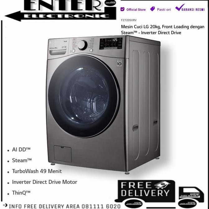 NEW LG F2720SVRV - MESIN CUCI FRONT LOADING 20 KG THINQ TURBOWASH LG F2720