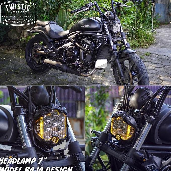 Headlamp Lampu Depan Model Baja Design Replika Lampu Tembak Sorot Bumper 7 Inch Led Motor Harley Dav