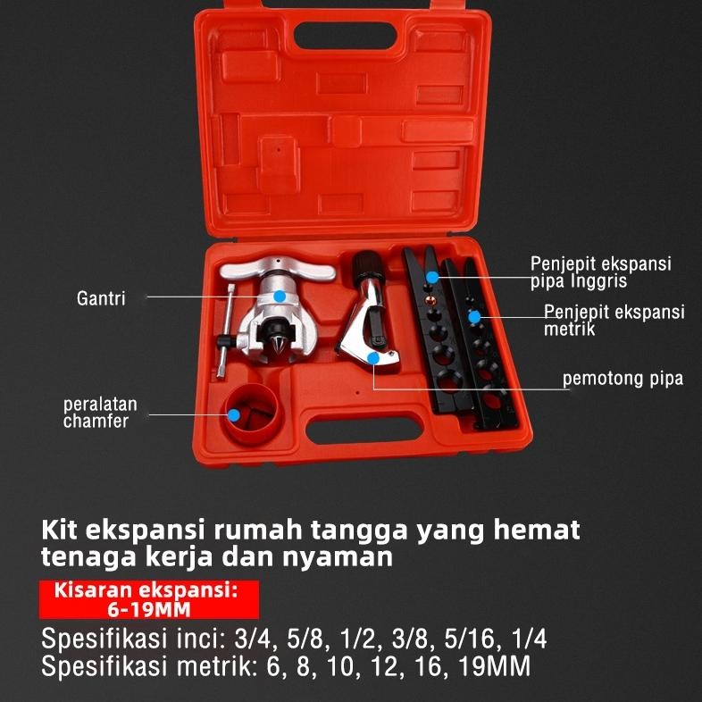KONMAX Eksentrik Flaring Pipa AC Universal Metrik dan Imperial Set Alat Perbaikan Tembaga dan Alumin
