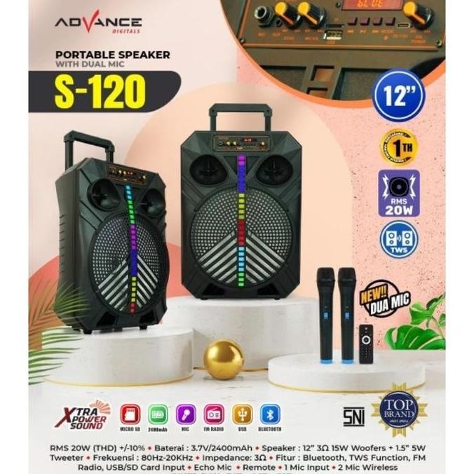 +%+%+%] Speaker Advance S-120 Meeting 12 inch Speaker Bluetooth Karaoke S120
