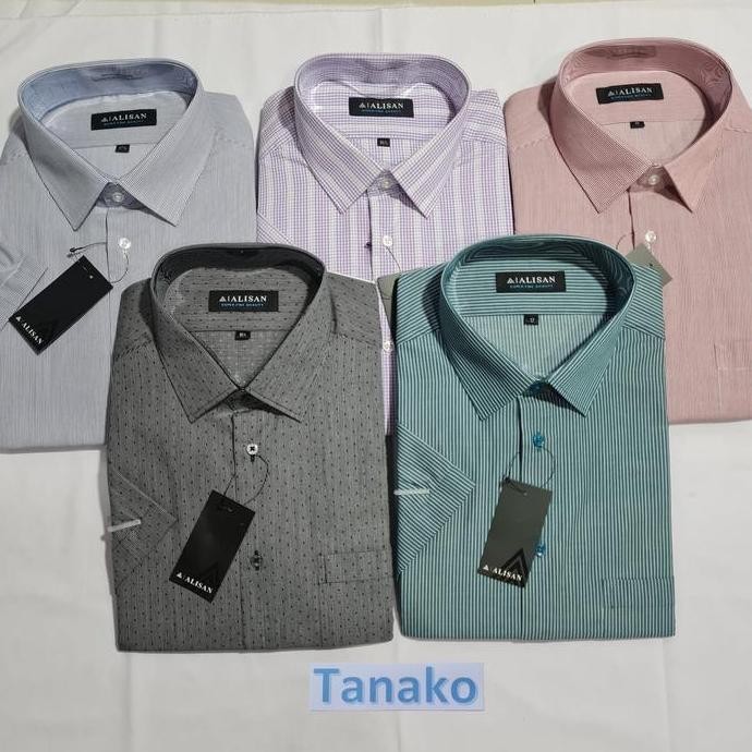 Grosir Kemeja Alisan Lengan Pendek Motif(Corak)Big Size 16.5 17.17.5.