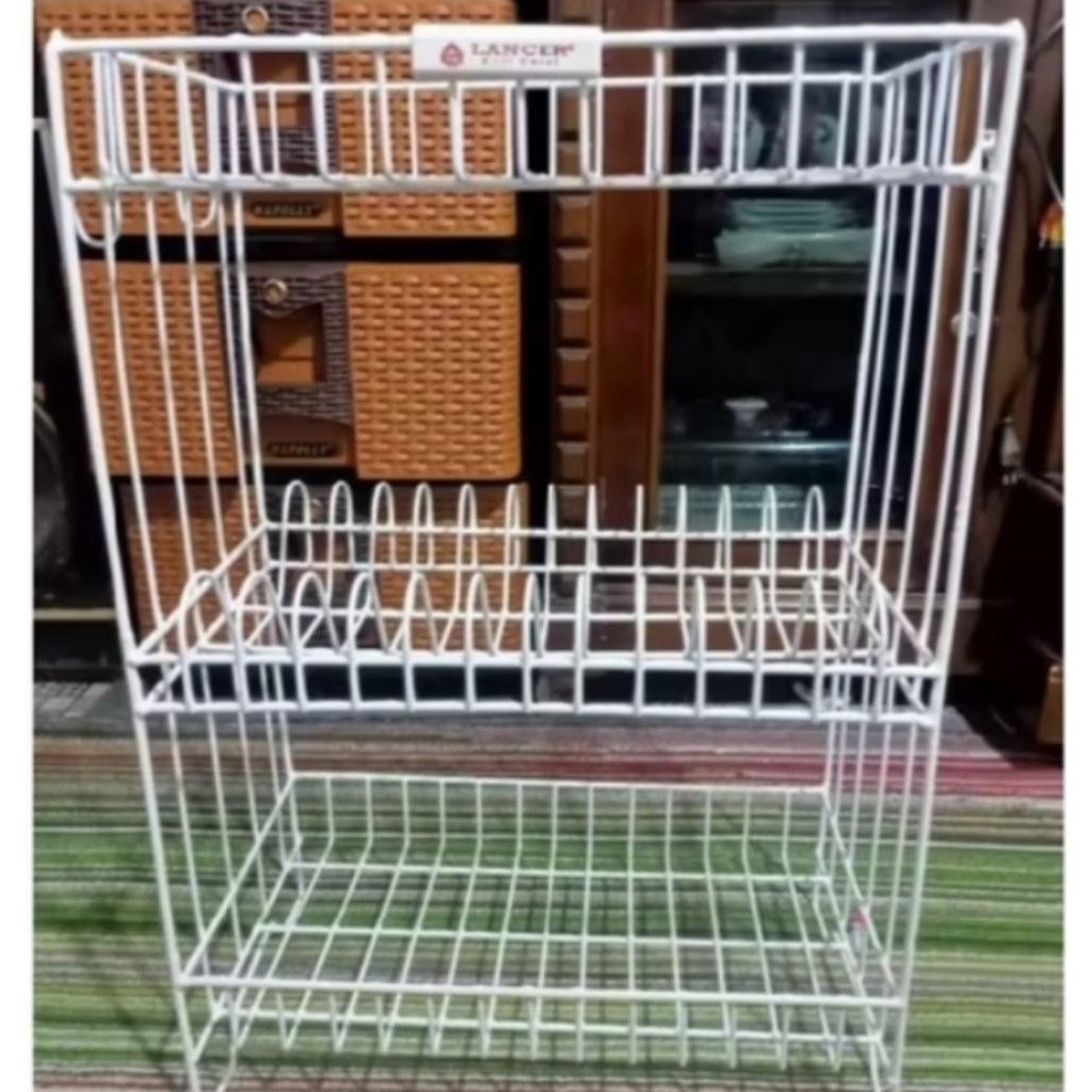 rak piring wastafel tingkat tiga/rak piring besi diatas meja/rak piring besi kecil tingkat tiga