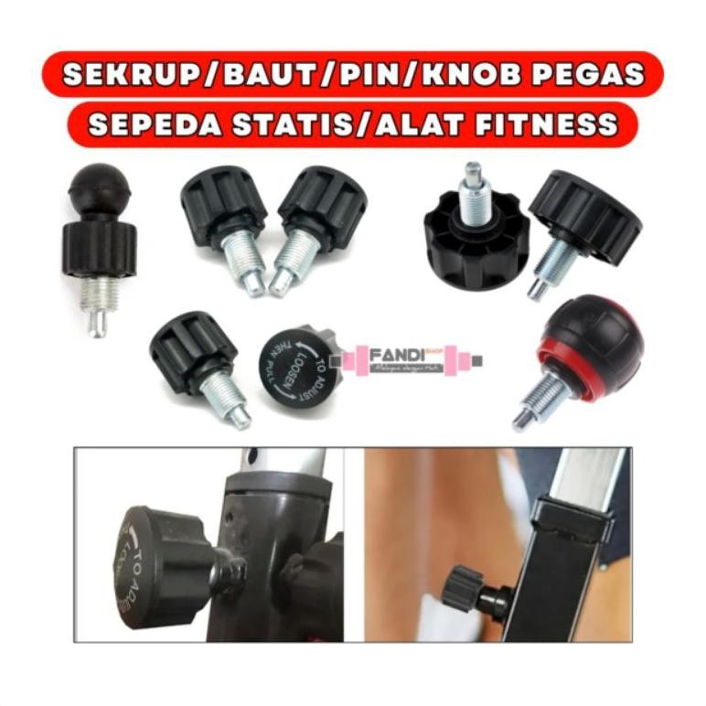 Baut Sekrup Pin Knob Pegas Pengunci Sepeda Statis Sparepart Alat Fitness Gym Nugi