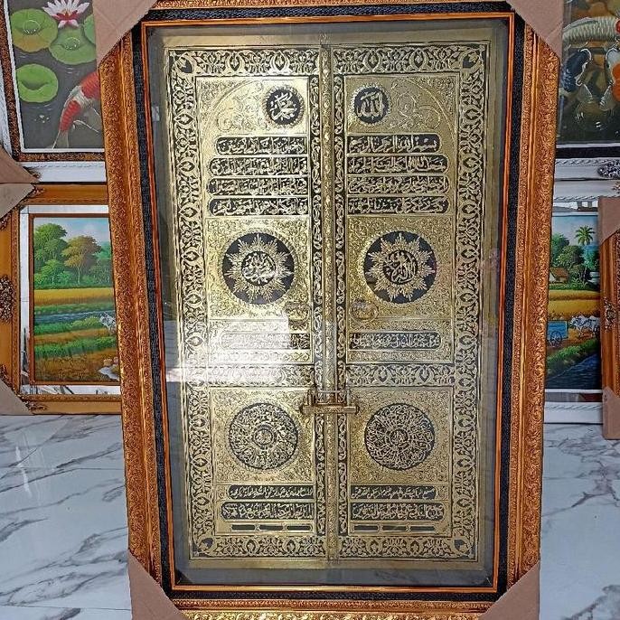 Hiasan Dinding Kaligrafi Kuningan Replika Pintu Kabah Handmade 120X80Cm Ukuran Jumbo Hiasan Ruang Ta