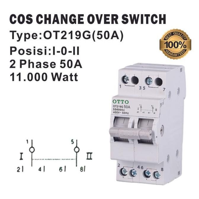 Ohm Saklar / COS Change Over Switch  Model MCB Din Rail 2Phase 50A