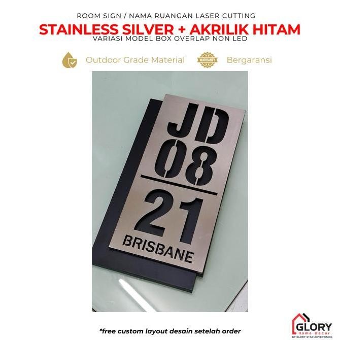 BEBAS ONGKIR - Nomor Rumah Timbul Stainless & Galvanil