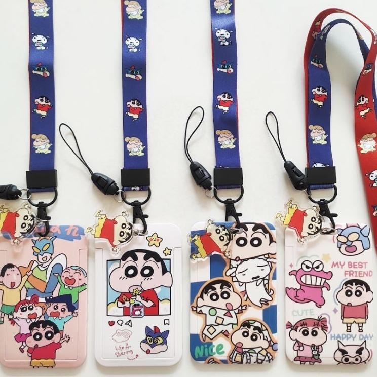 

Id Card Holder Name Tag Lanyard Kalung Wadah Kartu Identitas Tapping Emoney Kereta Kartun Crayon Shinchan Lucu