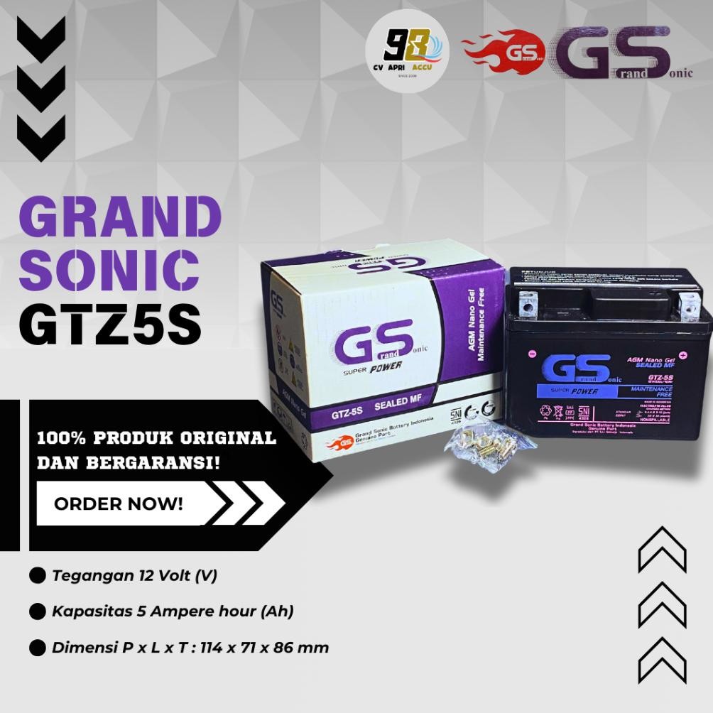 ''Terlaris" Aki Kering Gs Gtzs Original Untuk Motor Beat Fi Karbu Scopy Spacy Vario 110 Supra X 12 K