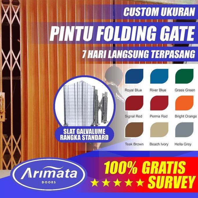 PINTU FOLDING GATE GALVALUM RANGKA STANDARD RED ORIGINAL DAN TERPERCAYA
