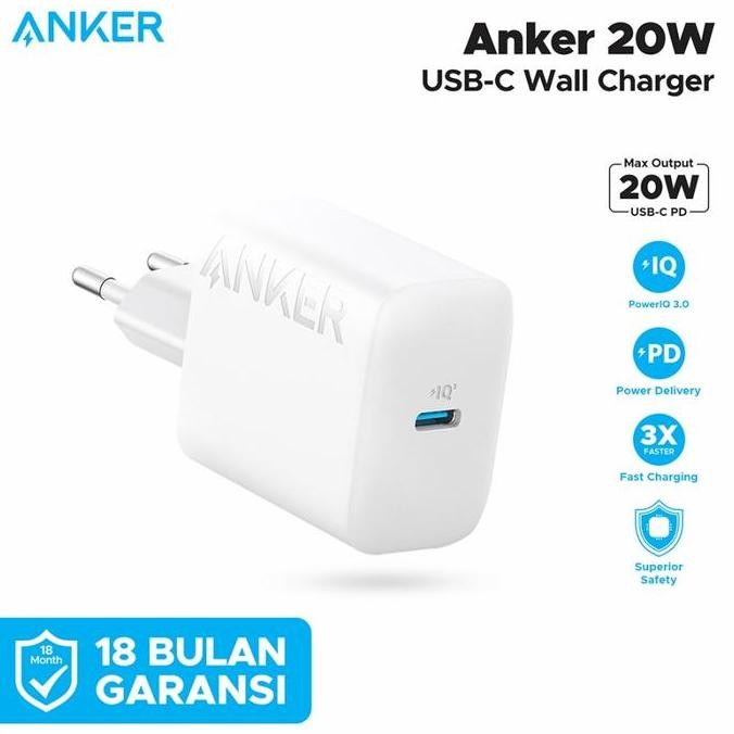 SALE ADAPTOR ANKER 20W USB-C PD CHARGER POWERPORT III IPHONE ANDROID ORIGINAL