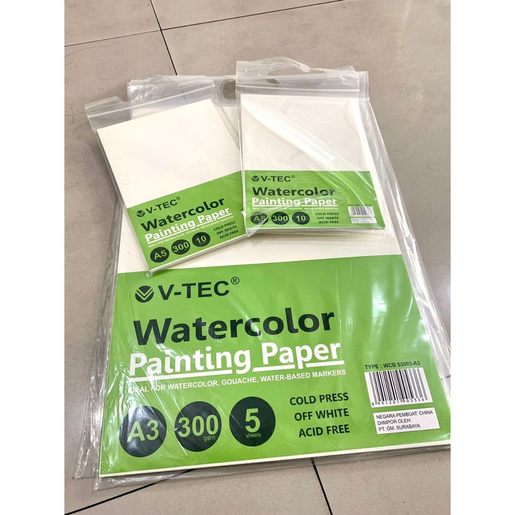 

V-TEC A5/A4/A3 Water Color Paper Sheets 300 Gsm Cold Press Watercolor