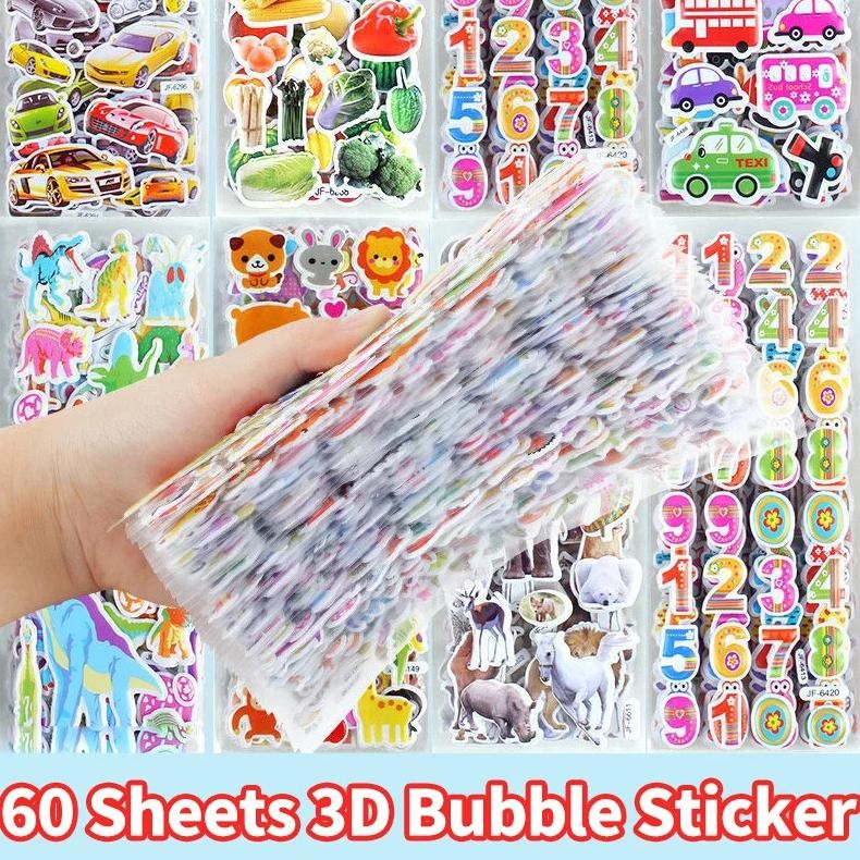 

40 60 Different Sheets 3D Stickers For Kids Puffy Children Stickers Boys Girls Teachers Reward Craft Scrapbooking Gift Toys