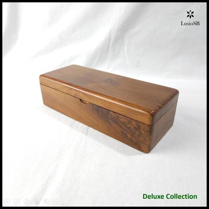 LusioSB Tempat Sendok Kayu Jati Premium Tutup Engsel
