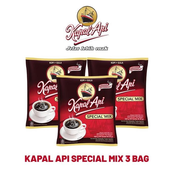 

baru kapal api special mix 3 bag (20x23gr) - kopi instan plus gula sachet