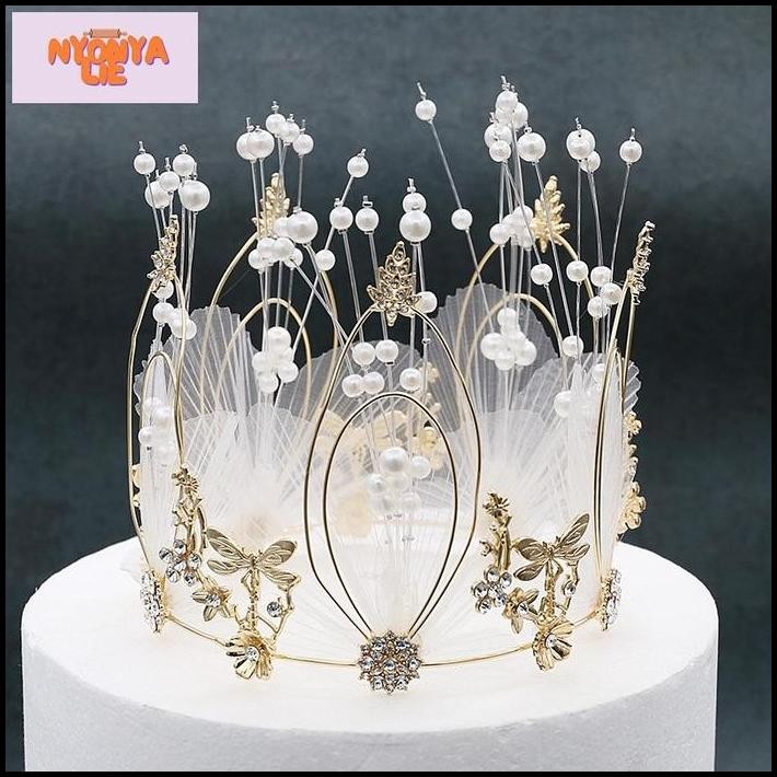 CMP11 Cake Topper Mahkota Bulu Tiara Berlian Kristal Crystal Crown