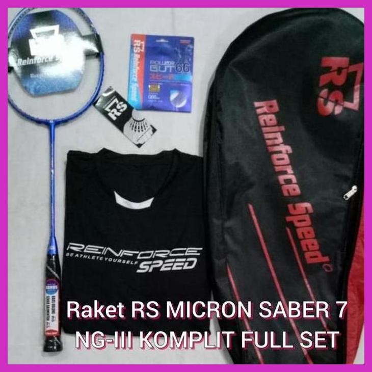 (OLAHRAGA) FREE PASANG RAKET BADMINTON RS MICRON SABER 7 NG-III KOMPLIT FULL SET GOOD QUALITY