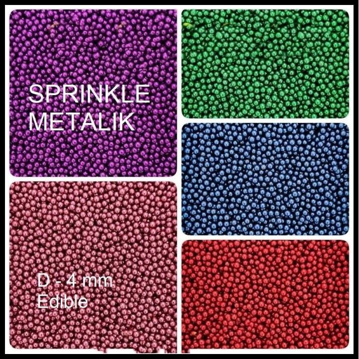 

S5003 Sugar SPRINKLE Edible Trimit Mutiara Bulat Metalik Hiasan Kue