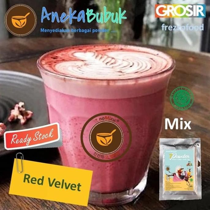 

baru bubuk minuman 7 powder red velvet mix 1kg - serbuk minuman kekinian