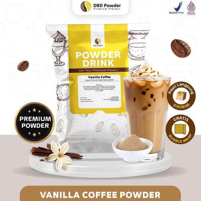 

baru bubuk minuman kopi vanilla dbd powder - serbuk rasa vanilla coffee premium