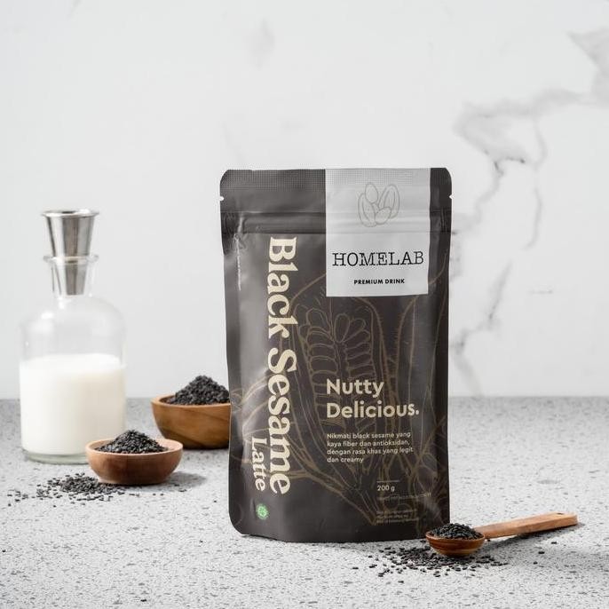

baru bubuk minuman black sesame latte 200g - powder minuman premium wijen hitam