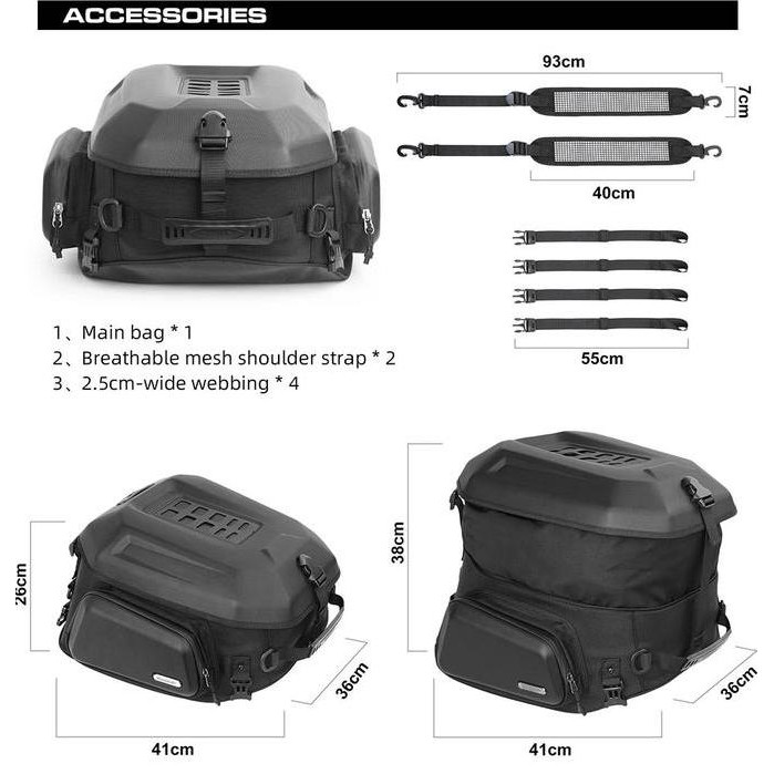 Tas Motor Touring Rhinowalk MT2335 23-25L Bike Pannier Tail Bag