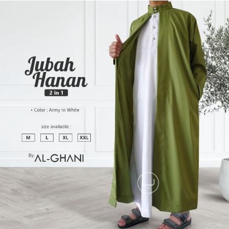 1 Set Jubah Pria Luar Dalam, Jubah Hanan 2 In 1, Jubah Gamis Pria Prem