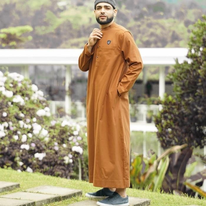 Samase Casual Jubba U093P Brown Cotton Oxford Baju Jubah Pria