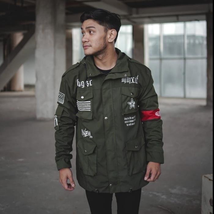 MM Jacket Parka Army Korea Pria | Jaket Parka Bordir Canvas Hijau BGSR