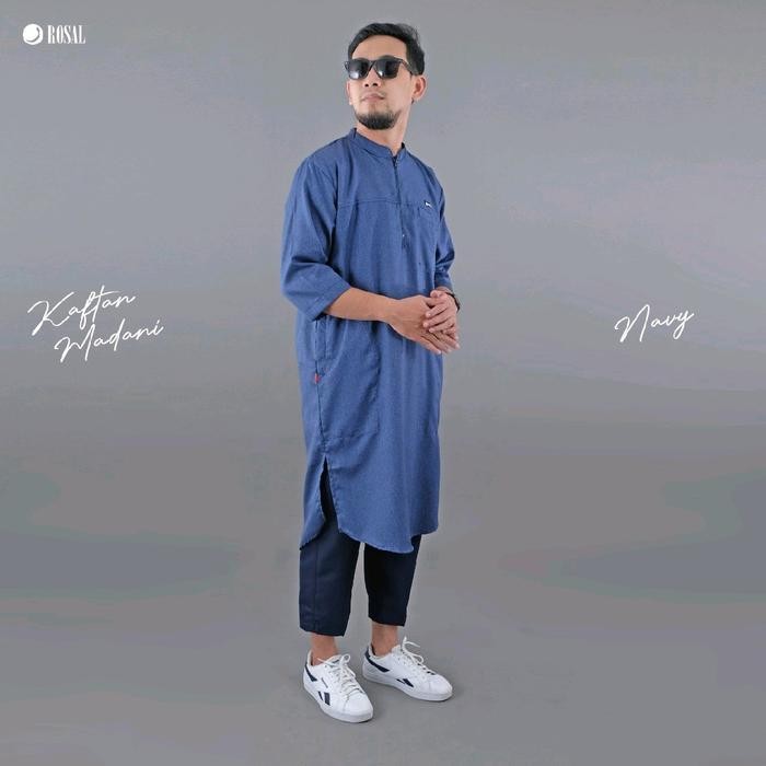 Baju Koko Pria - Kurta Pakistan India - Gamis Panjang Pria - Kaftan Madani Rosal Gki