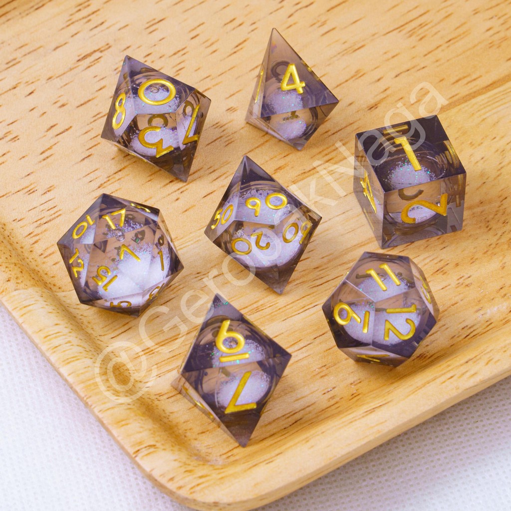 [Ready] Premium High Quality Resin Dice Dadu Dungeon Dragon DND Liquid Core - Liquid Ghost