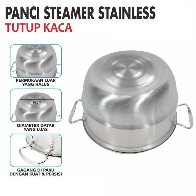 Calypso Panci Steamer Stainless Tutup Kaca 28 Cm