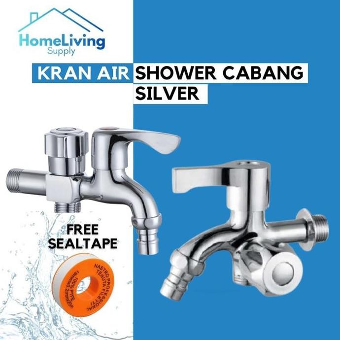 BARU KRAN AIR SHOWER CABANG 2 CHROME KERAN SHOWER TEMBOK
