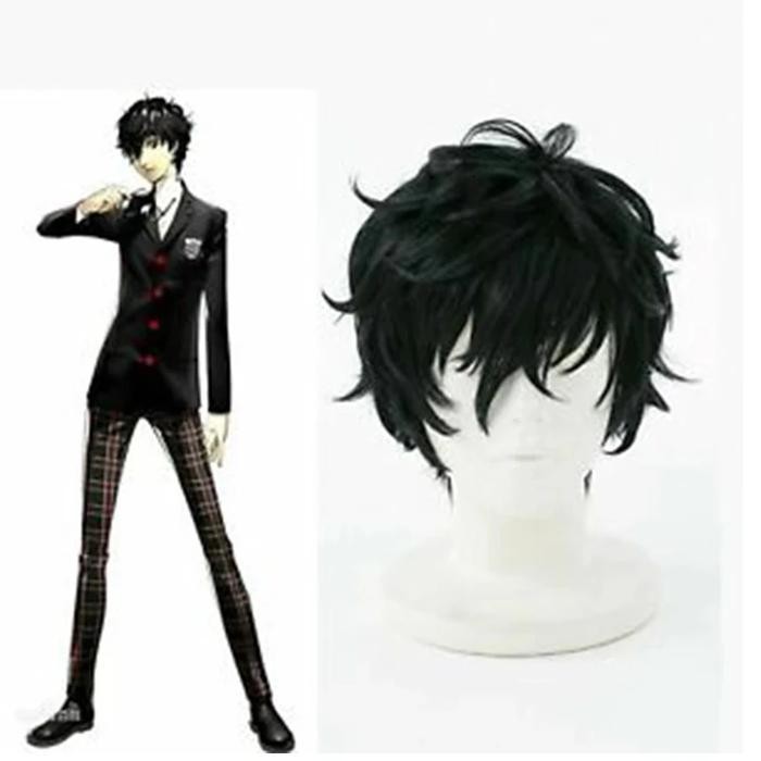 P5 Persona 5 Cosplay Kurusu Akira Joker Cosplay Wig Mask Hair Wig Mask Halloween Party Role Cosplay 