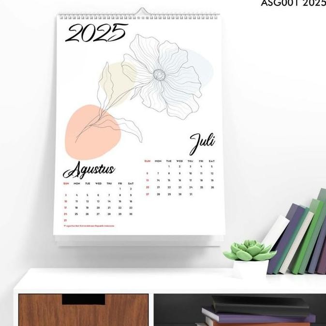 

New Kalender Dinding 2025 Kalender Unik Motif Bunga Kalender Dinding 2025 Aesthetic Kalender Spiral Tengah