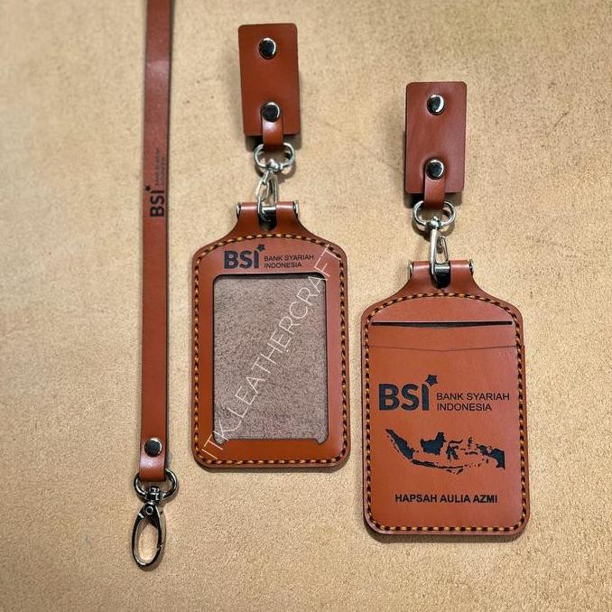

New lanyard id card kulit asli