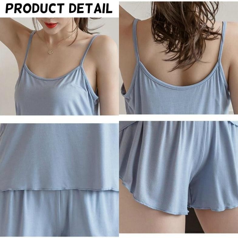 Terlaris Yooyi Baju Tidur Set Wanita Sexy Camisole Dengan Celana Pendek Piyama Wanita Kamisol Setela