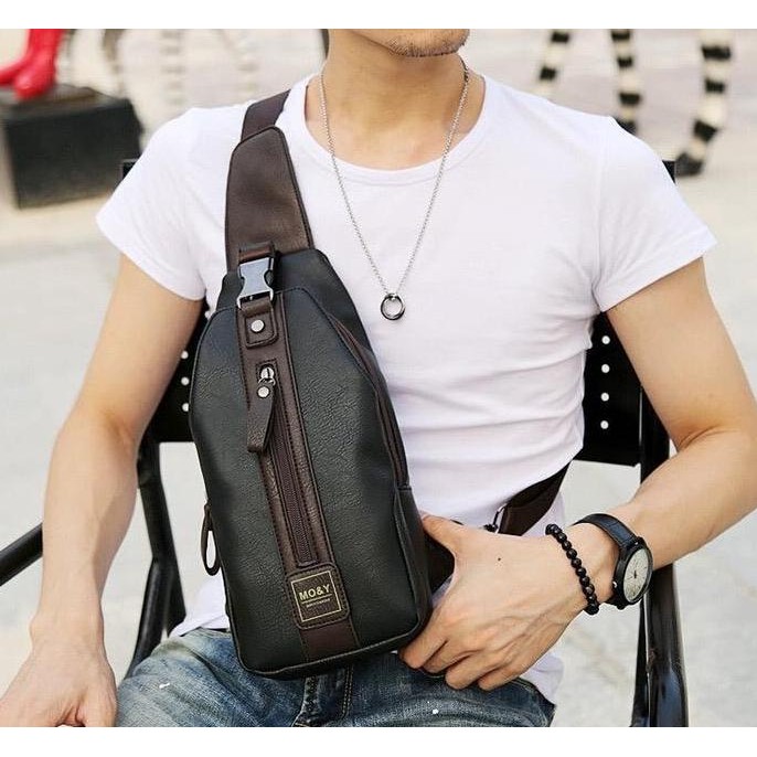 Tas Selempang Kulit Pria Sling Bag Slempang Mo&Y 9014