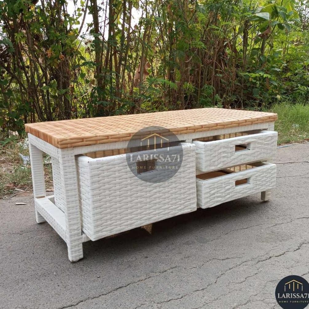 Meja TV Minimalis Rotan Sintetis Lemari Plastik Rotan Sintetis Murah