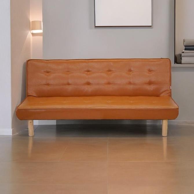 SELMA LETICIA SOFA BED KULIT - COKELAT