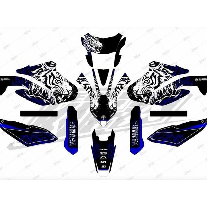 Decal WR155 stiker wr 155 Putih Biru motif Harimau sticker yamaha wr155 supermoto MOTIF ONE1NINE Bir