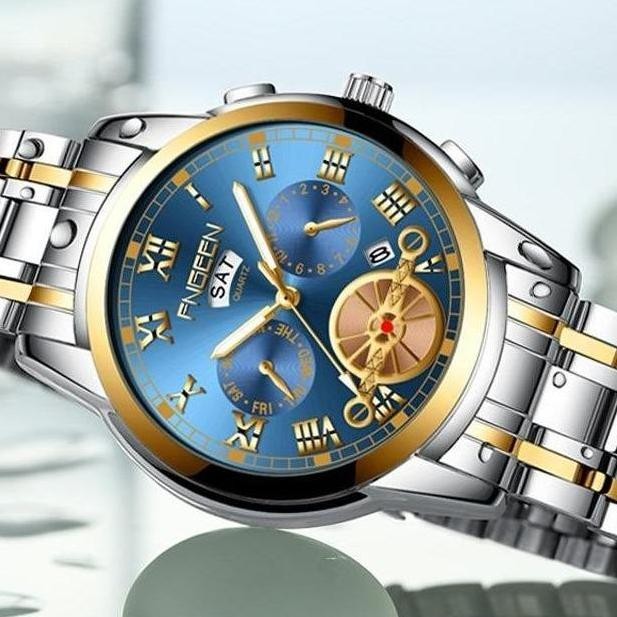 Jam Tangan Pria Bisnis Asli Tahan Air Premium Original Trendi Fashion Tourbillon Kuarsa Multifungsi 