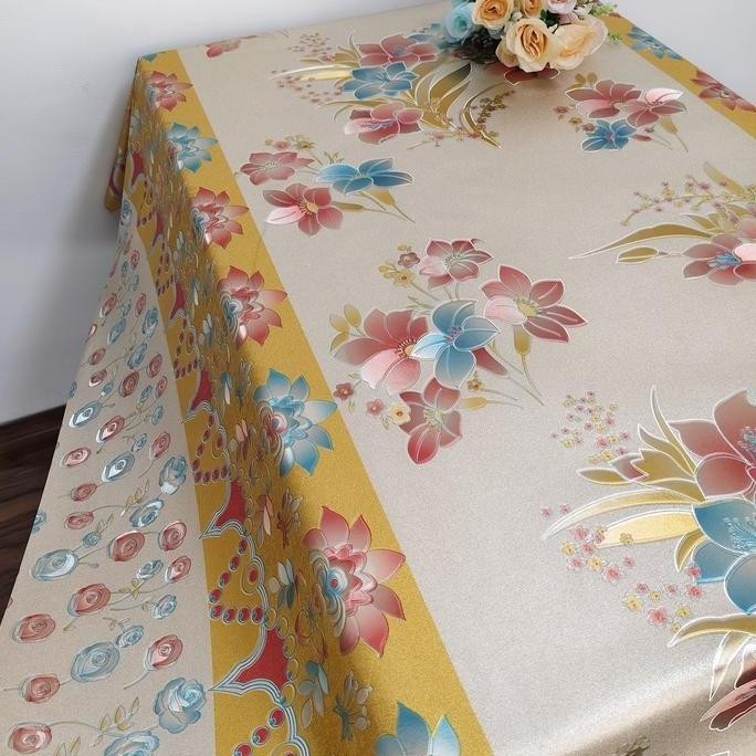 Terbaru Taplak Meja PVC Perak Hot Stamping Tahan Air Berkualitas Tinggi Pola Bunga Warna-warni,tapla
