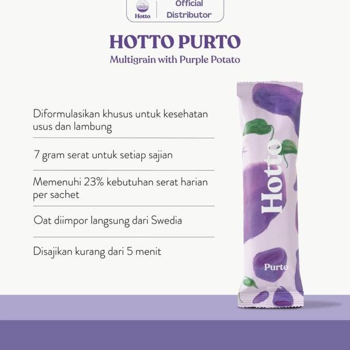 

Hotto Purto Multigrain Ubi Ungu 1 Bungkus | Sarapan Sehat Tinggi Serat & Oatmeal Asli